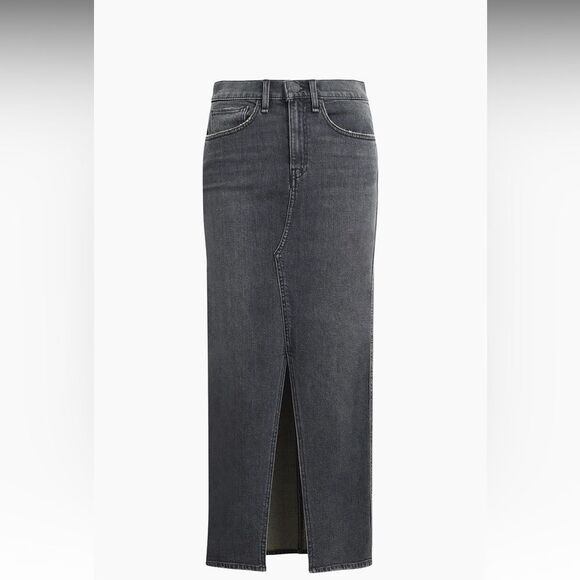 Hudson Denim Reconstructed Maxi skirt five pocket front slit black pearl grey 31 - Picture 3 of 14